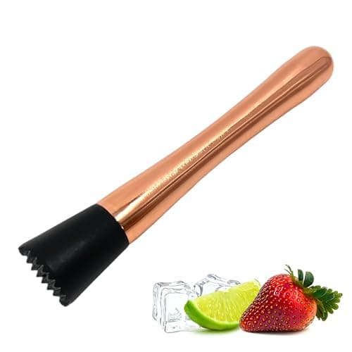 Image of Chabrias Ltd Bar Copper Muddler, Bar Spoon, Stainless Steel Copper Finish, Cocktail Muddler, Bar Spoon, Cocktail Accessories, Cocktail Tools, Bar Tools, Fruit Masher, Ice Crusher