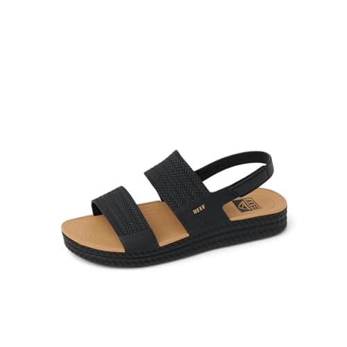 Image of Reef Water Vista Womens's Sandals Black Tan Backstrap Water Friendly Shoes Size 6