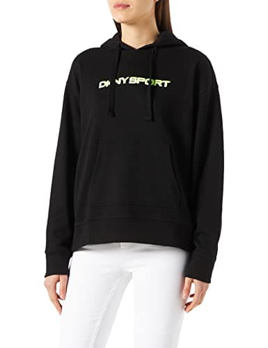 Image of DKNY SPORT Women's Women's Layered Shadow Logo Pull Over Hoodie Shirt, Black, Extra Small