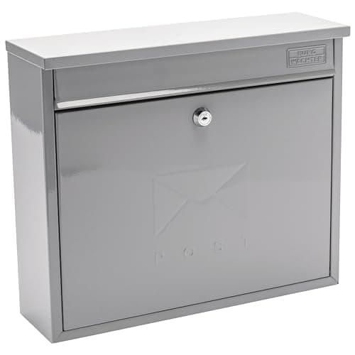 Image of Burg-Wachter MB02FG French Grey Elegance Wall Mounted Galvanised Steel Lockable Weatherproof Post Box - 36x31x10cm