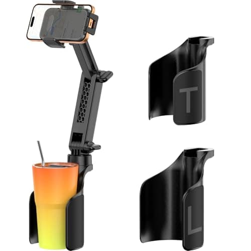 Image of AUNC Phone Holders for Your Car,2 in 1 Car Phone Holder with Two Adjustable Bases,Long Arm with 360°Rotation Cup Phone Holder for Car Compatible with 4-7 inches Phones