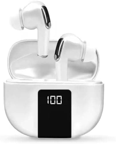 Image of Wireless Bluetooth 5.3 Earbuds, HiFi Stereo Bass, 40H Playtime, 4 ENC Mics, IP7 Waterproof, USB-C, LED Display