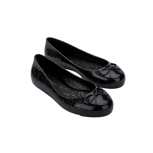 Image of Melissa - Kids Mini Sweet Love Cap Toe Flats, Color Black Glitter Silver, Size: 2 UK