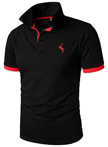 Image of HOOD CREW Men’s Classic Polo Shirt Short Sleeve Slim Fit Shirts Lightweight Casual Tops Black