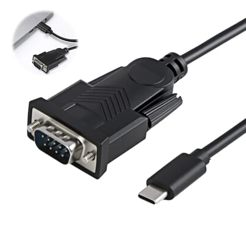 Image of USB-C to RS-232 Serial Adapter Cable 1.5M 4.5Ft with COM Port Retention DB9 9-pin Male RS232 to USB Converter Compatible with Windows XP/Vista/7/8/10 Mac OS Linux Scanners Printers Prolific Chipset