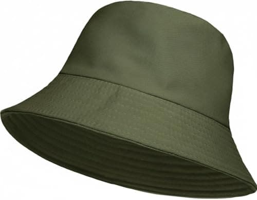 Image of ZRWASKA® Unisex Bucket Hat Reversible Mens, Womens Cotton Fisherman Hats for Hunting, Camping, Hiking, Travelling, Fishing, Football Summer Sun Hat Plain Colours Size 56-58cm (Olive)