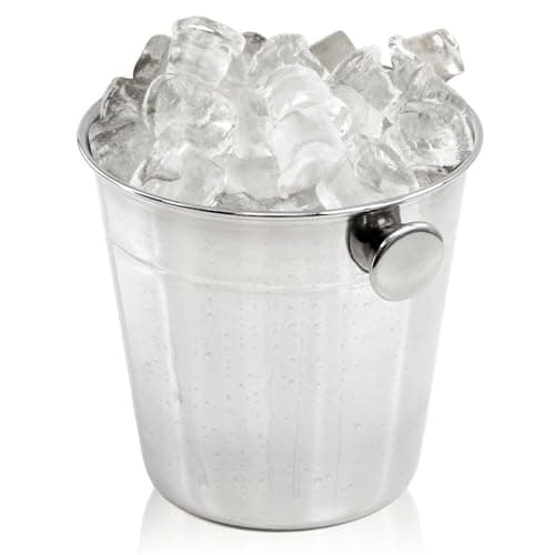 Image of GEEZY Stainless Steel Mini Ice Bucket with Handles – Stylish, Durable Wine Cooler for Parties, Champagne & Beer – Brushed Silver Finish, Easy to Clean, 11.5 cm Diameter