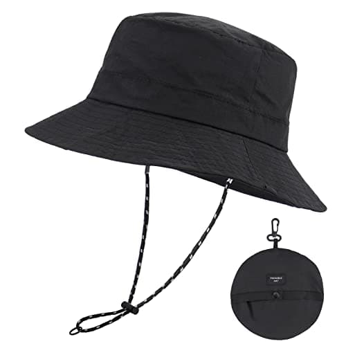 Image of MK MATT KEELY Sun Hat for Men Women Summer UPF 50+ Boonie Hat Foldable Outdoor Waterproof Bucket Hat with Wide Brim Black