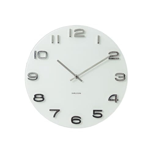 Image of Karlsson Vintage Round Glass Wall Clock, White