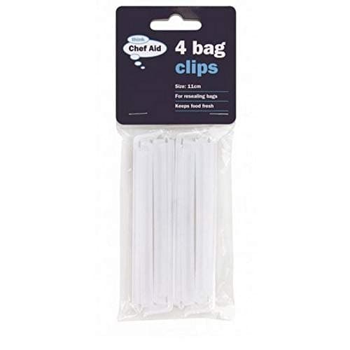 Image of Chef Aid Bag Clip Set, 4 Piece set perfect for Sealing Crisp Bags, Sachets, Sweet Bags and many other foods, All Come in a Clean white colours