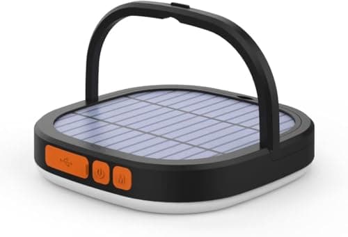 Image of lanktoo Solar Camping Lantern 5200mAh Rechargeable External Battery Backup, IPX5 Waterproof LED Tent Light with 5 Modes & 90° Foldable Design - Ideal for Camping, Home Power Outage, Hiking