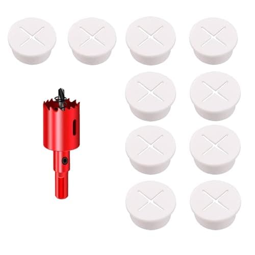 Image of DuDuZui 10PCS 25mm Desk Grommet, Desk Plug Hole Cover Organize Office and Home Table Cable, Cable Grommets with 1 Hole Saw (White_25mm) ﻿ ﻿