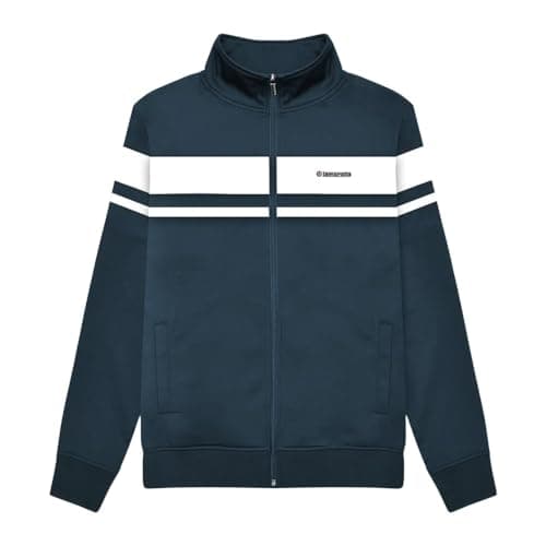 Image of Lambretta Mens Championship Track Jacket Harrington Jacket - Navy/White - M