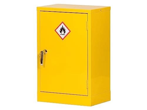 Image of The Workplace Depot Hazardous Storage Cabinet – Reinforced Steel Construction,10L Leakproof Sump – COSHH Compliant Chemical Safety Cabinet for Workplace Use (Yellow, 710(H) x 460(W) x 310(D) mm)