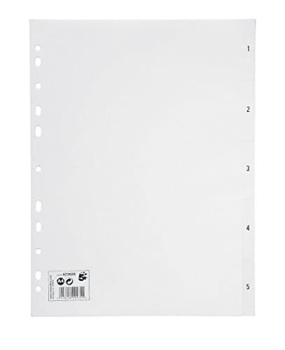 Image of 5 Star Index Multipunched 120 micron Polypropylene 1-5 A4 White