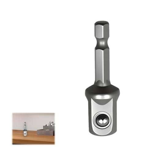 Image of 50 mm Socket Spanner Insert - 1/4 Inch Hex to 1/2 Inch Square Adapter for Impact Drivers, Impact Driver Socket Adapter, Heavy-Duty Steel Construction, Durability and Performance (Grey)