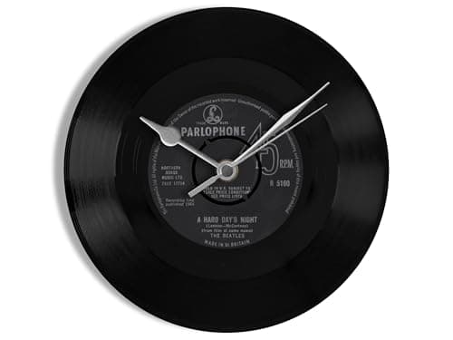 Image of The Beatles "A Hard Day's Night" 7" Vinyl Record Wall Clock UK NUMBER ONE 23 Jul - 12 Aug 1964