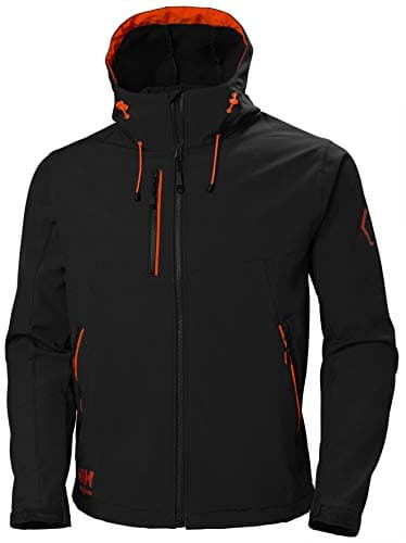 Image of Helly-Hansen Workwear Mens Chelsea Evolution Hooded Softshell Jacket, 990 Black,M,74140