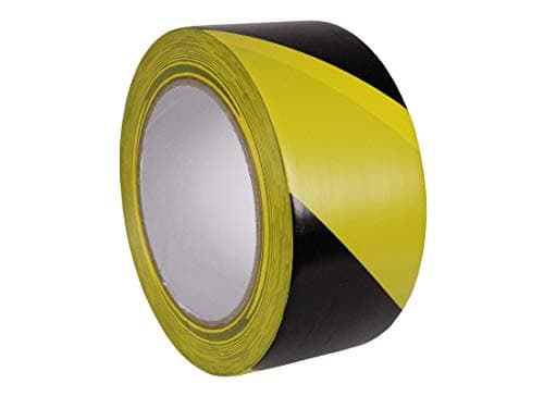 Image of RGB Networks Ltd Warning Hazard Safety Tape 33m x 50mm (2") - Adhesive Sticky Yellow Black Diagonal Rubber Resin