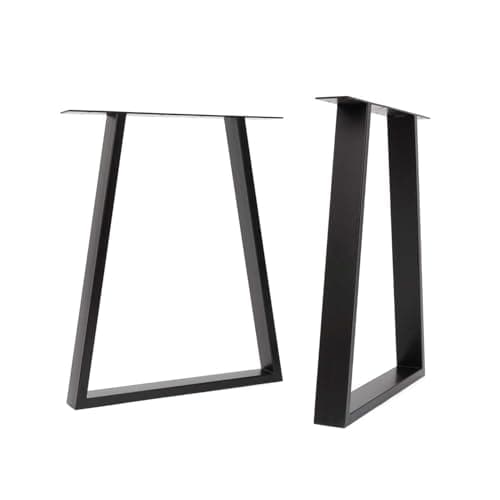 Image of The Hairpin Leg Co. [HLC] 2 x Industrial Trapezium Table Legs - Surface Conditioned Steel, Precision Laser Cut, TIG Welded with Free Screws, Build Guide and Floor Protectors - 71cm [Table, Black]