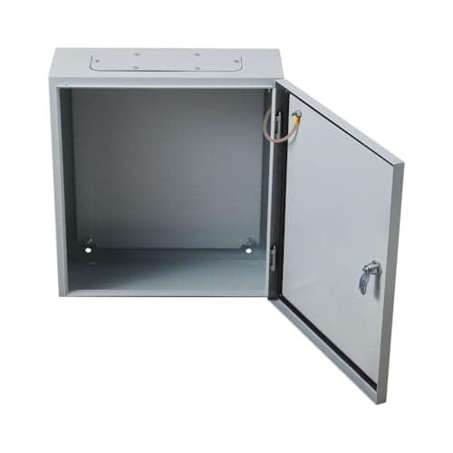 Image of INMOZATA Steel Junction Box,IP66 Waterproof Lockable Electrical Enclosure Box,Wall Mounted Universal Distribution Boxes with Galvanised Steel Mounting Plate and Fittings 300×300×150mm