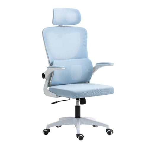 Image of Panana Ergonomic Mesh Office Chair with Adjustable Headrest, High Back Design with Flip-Up Armrests, 120° Reclining Function, Swivel Desk Chair with Wheels (Blue)