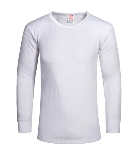 Image of RUBAB Mens Thermal Underwear Vests Long Sleeve Tops Thermal T-Shirt Warm Underlayer Winter Thermals Base Layer Clothing Men Vest Top Size S-2XL (Small White)