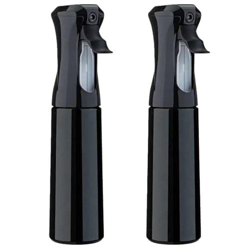 Image of ZHIYE 2pcs Hair Spray Bottle, Continuous Water Mister Spray Bottle Empty, Aerosol Fine Mist Curly Hair Spray Bottle for Taming Hair in Morning, Hairstyling, Plants, Pets, Cleaning-6.8oz/200ml (Black)