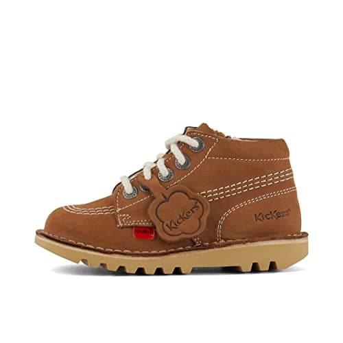 Image of Kickers Unisex Kids Kick Hi Classic Ankle Boots with Zip | Extra Comfortable | Added Durability | Premium Quality, Brown, 8.5 UK Child