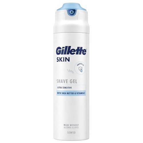 Image of Gillette Skin Ultra Sensitive Shave Gel 200ml – Hydrating Shaving Gel for Men, With Shea Butter & Vitamin E, Alcohol & Dye Free, Smooth Comfortable Shave for Sensitive Skin