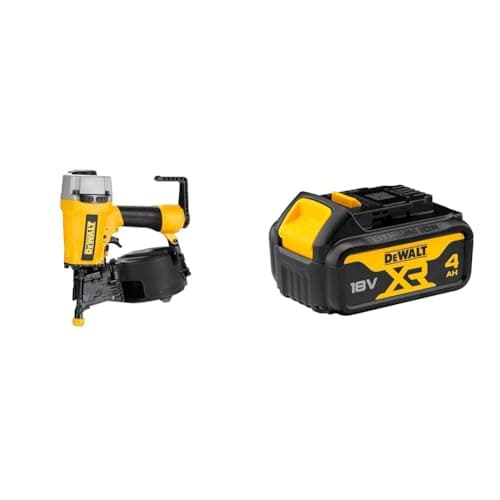 Image of DEWALT DPN64C-XJ Compact Pneumatic Coil Nailer with 225 Nail Magazine Capacity + DEWALT Battery