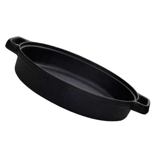 Image of jojofuny Cast Iron Saucepan with Thickened Bottom and Ergonomic Side Handles Round Black Cook Pot for Restaurant and Hot Pot Cooking Sturdy Practical