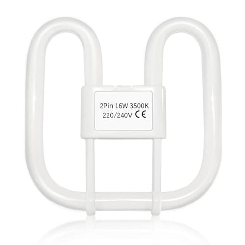 Image of Akynite 16W 2D Square 2-Pin GR8 Cap Warm White (3500k) Compact Fluorescent Lamp, AC 230V, CFL 2 Pin Light Bulb, not dimmable, GR8 DD Flat Butterfly Bulb for Flush Ceiling Light, 1PC