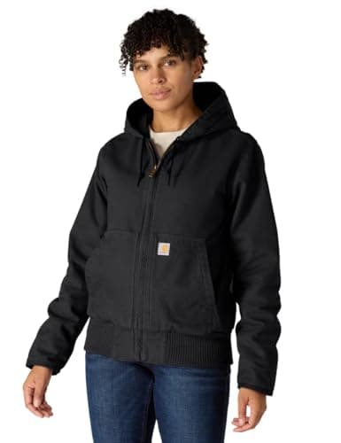 Image of Carhartt, Women's, Loose Fit Washed Duck Insulated Active Jac, Black, XS