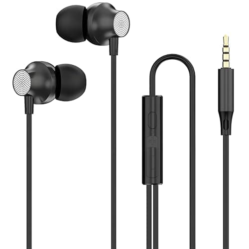 Image of Lamkrtlp Earphones Wired, In-Ear Headphones With Microphone, 3.5mm Headphones for Phone, Smartphone, MP3 Players etc - Black