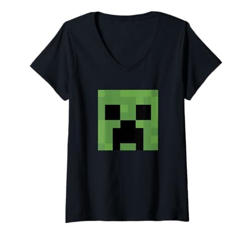 Image of Womens Minecraft Creeper Big Face V-Neck T-Shirt