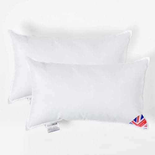 Image of HOMESCAPES 2 Pack Luxury Super Microfibre Cushion Inserts 30cm x 50cm (12 x 20”) Perfect Bounce Back and Soft Cover Generously Filled Inner Pads Hypoallergenic Cushion Filler Handmade Machine Washable