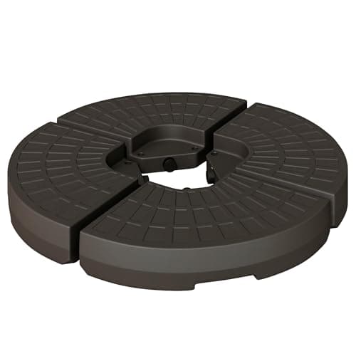 Image of Outsunny 4 PCs Portable Round Parasol Base Up to 100kg, Sand or Water Fillable Umbrella Cross Stand Weights Holder