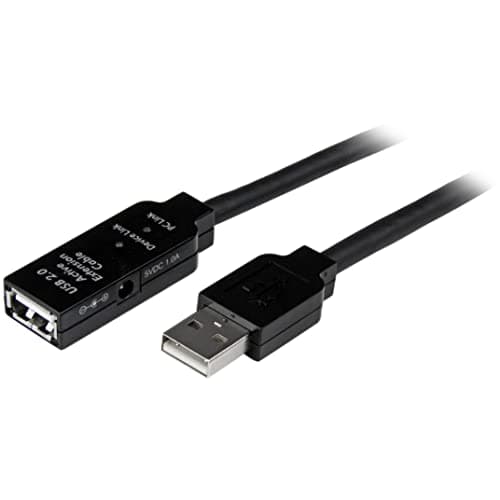 Image of StarTech.com 5m USB 2.0 Active Extension Cable M/F - 5 meter USB A Male to USB A Female USB 2.0 Repeater / Extender Cable - Black - 15ft (USB2AAEXT5M)