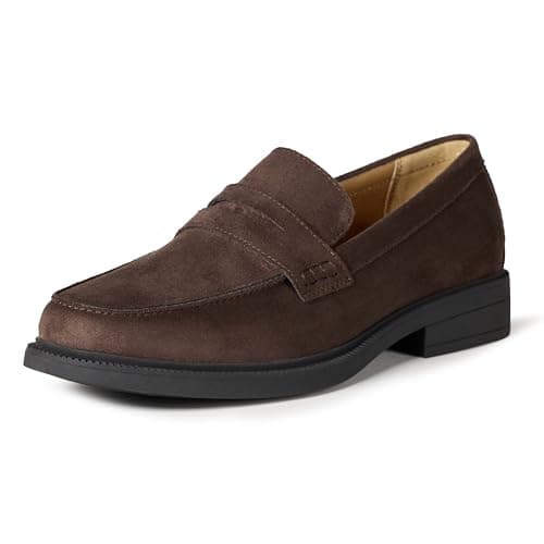 Image of Amazon Essentials Men's Classic Penny Loafers Dress Shoes, Brown Faux Suede, 8 UK