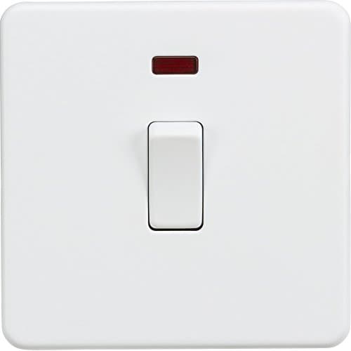 Image of Knightsbridge SF8341NMW Screw Less 20A 1G DP Switch with Neon, White