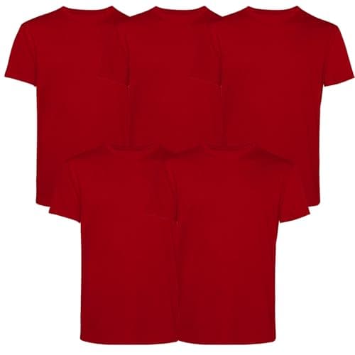 Image of Men’s T-Shirts Multipack | Crew Neck Short Sleeve | 100% Cotton | Casual, Gym, Work, DIY, or Events | Comfortable and Durable Plain T-Shirts | Pack of 5 Red Large