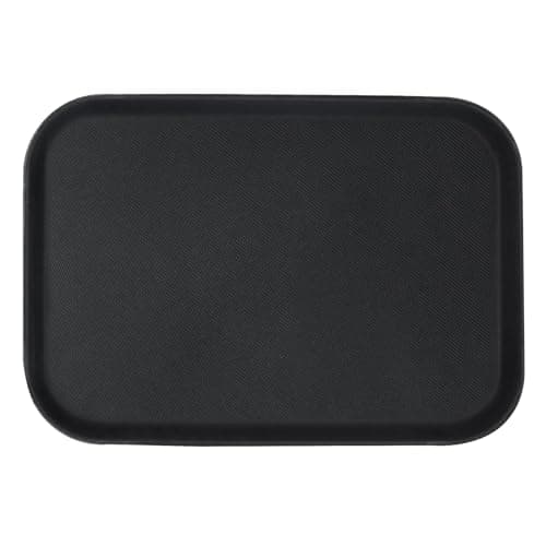 Image of Argon Tableware Black Rectangular Serving Tray 66 x 45.5cm - Reusable Non Slip Rubberized Surface Platter for Food and Drinks - Durable Heat Resistant Stackable Tray for Bars, Restaurants and Home Use
