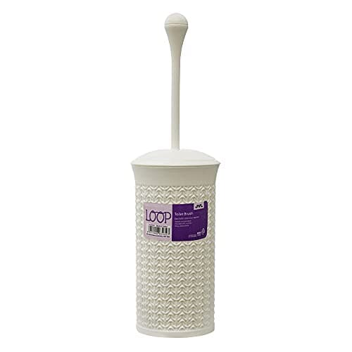 Image of JVL Knit Design Loop Plastic Toilet Brush and Holder, Ivory 40cm x 12cm,13-359WH