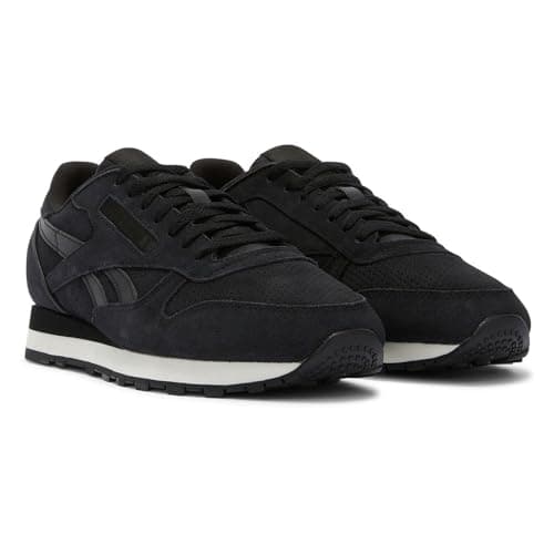Image of Reebok Unisex Classic Leather Trainers, Black/Washed Black/White, 39 EU, Black Washed Black White, 7 UK