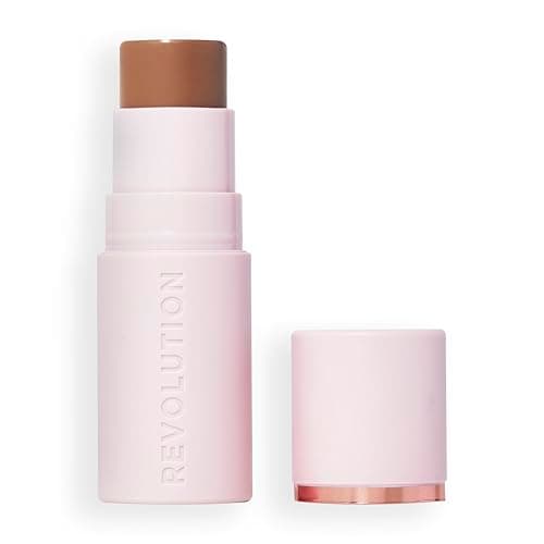Image of Revolution, Skin Silk Bronzer Stick, Buildable Colour for Cheek, Eye, & Lip, Cream-to-Powder Formula, Vegan & Cruelty-Free, Medium Sunset, 4.5g