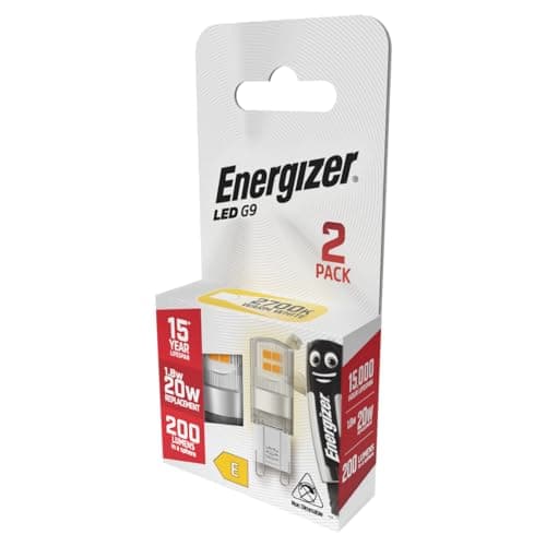 Image of Energizer G9 LED Light Bulb. 1.8W (20w Halogen Equivalent) 220-240V. 200 Lumens. Bi-Pin Base Energy Saving. Warm White (2700k)