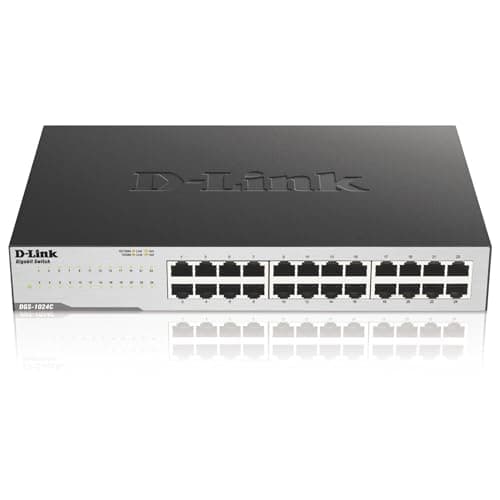 Image of D-Link Ethernet Switch, 24 Port Gigabit Unmanaged Network Internet Hub Desktop Rackmount, Plug N Play (DGS-1024C),Black