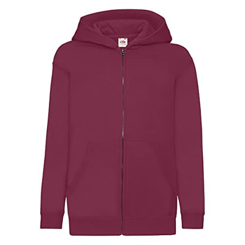 Image of Fruit of the Loom 62045 Kids Classic Hooded Sweat Jacket - Burgundy - 12-13 Years