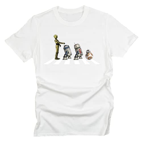 Image of GP-Tees Abbey Road Droids Space Wars Sci Fi Movie Film Inspired Premium Quality Modern Fit T-Shirt Top for Men (White - XX-Large)